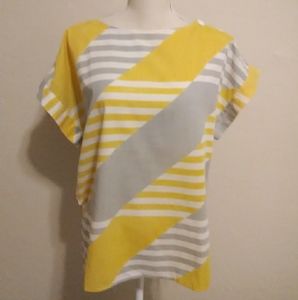 Vintage 1980's Striped Blouse Button Shoulder